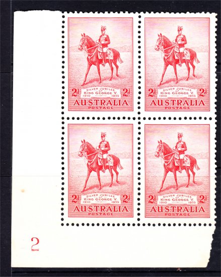 1935 2d KGV S/JUBILEE CNR BLOCK 4 "PLATE 2 " MINT N/GUM (S416 - Click Image to Close