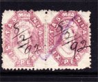 TASMANIA 6d PURPLE FULL FACE CHALON PAIR USED (LB374) TASMANIA 6d PURPLE FULL FACE CHALON PAIR USED (LB374)
