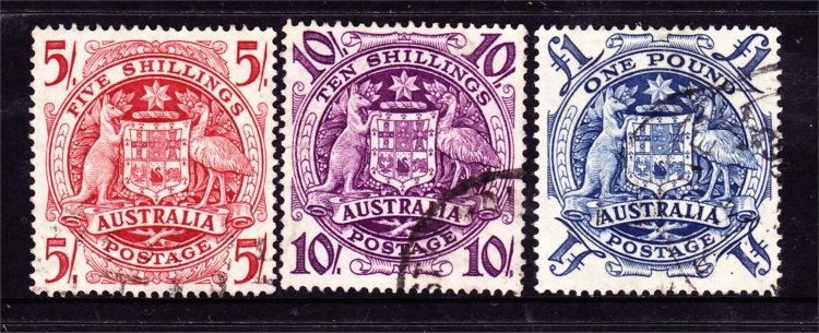 1948 5/- + 10/- + 1 POUND ARMS FINE USED (LB322) - Click Image to Close