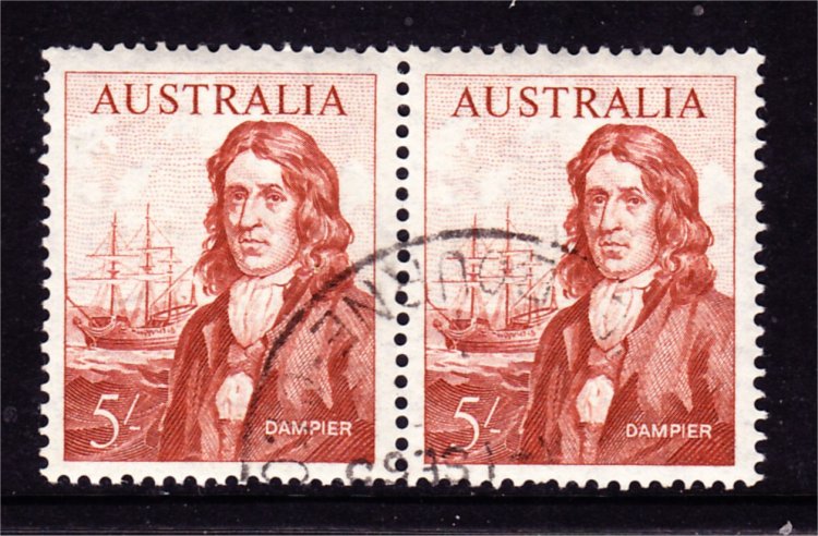 1964 5/- DAMPIER PAIR CTO UNHINGED FULL GUM (LB318) - Click Image to Close