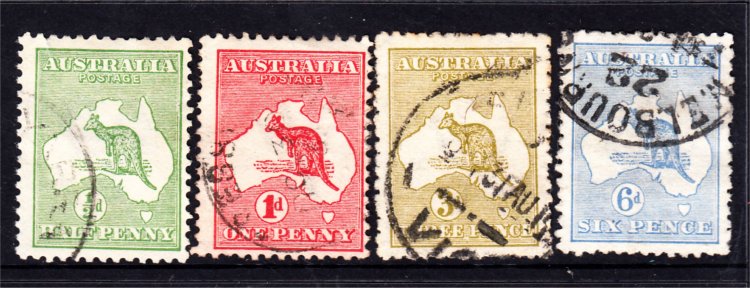 KANGAROOS 1/2d+1d+3d+6d 1ST WATERMARK USED (S395) - Click Image to Close