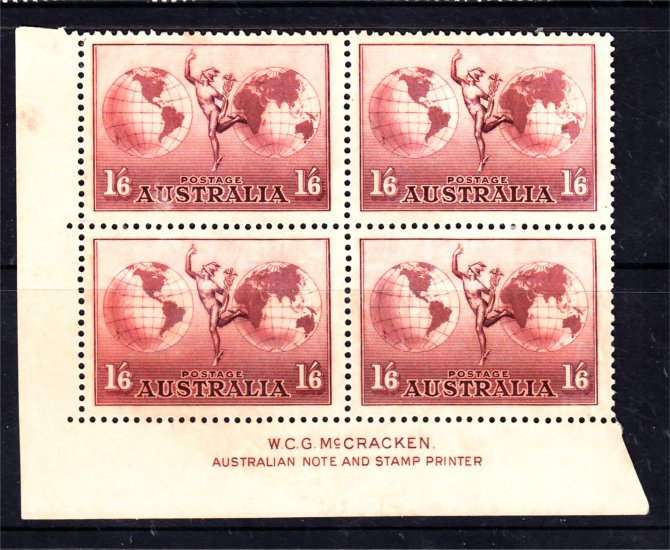 1/6d HERMES & GLOBES "MCCRACKEN" IMPRINT BLOCK 4 SEE DESC (S417) - Click Image to Close