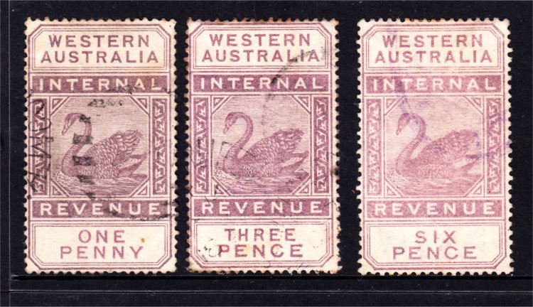 WESTERN AUSTRALIA INTERNAL REVENUE 1d + 3d + 6d USED (S392)7) - Click Image to Close