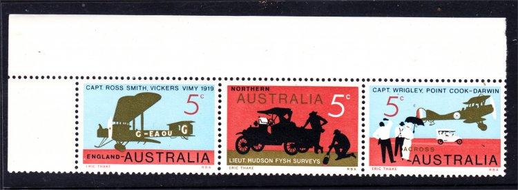 1969 50TH ANN AUST-ENGLAND 1st FLIGHT STRIP 3 MUH (S443) - Click Image to Close