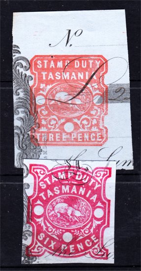 TASMANIA 3d + 6d IMPRESSED DUTY USED (S448) - Click Image to Close