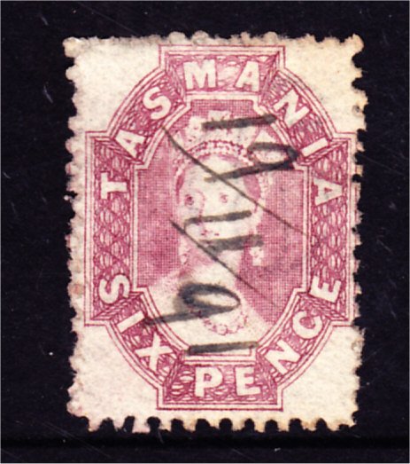 TASMANIA 6d PURPLE FULL FACE CHALON USED (LB288) - Click Image to Close