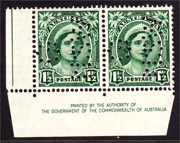 QE 1 1/2d IMPRINT PAIR PERF "G NSW" MINT UNHINGED(LB246) - Click Image to Close