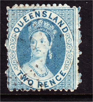 QUEENSLAND 2d BLUE FULL FACE NCHALON USED (LB258) - Click Image to Close